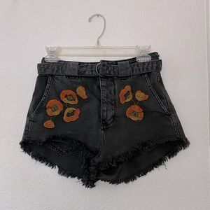Embroidered Jean Shorts